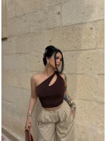 Kahve Omuz Burgulu Basic Crop