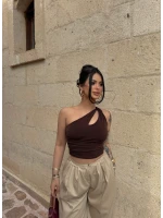 Kahve Omuz Burgulu Basic Crop