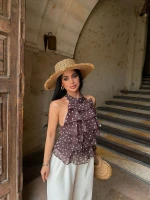 Kahve Puantiyeli Kat Kat Bluz