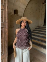 Kahve Puantiyeli Kat Kat Bluz