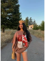 Kahve Red Oversize Baskı Tişört