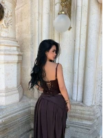 Kahve Sırt Bağlamalı Askılı Korse