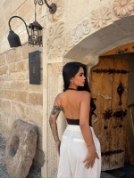 Kahve Tek Omuz Aksesuarlı Degaje Crop