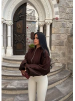 Kahve Vera Balon Kollu Bomber Ceket