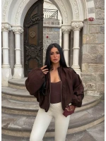Kahve Vera Balon Kollu Bomber Ceket