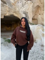 Kahve Vibes Sırt Baskı Sweat