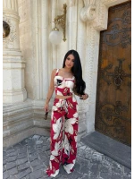Kırmızı Bloom Palazzo İkili Takım