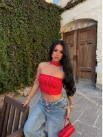 Kırmızı Diamond Choker Crop