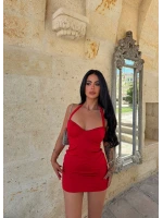 Kırmızı Göğüs Destekli Mini Elbise