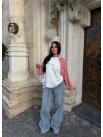 Kırmızı Kol Çizgili Reglan Sweat