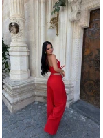 Kırmızı Kuşgözü Dokuma Lace Takım