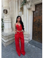 Kırmızı Kuşgözü Dokuma Lace Takım