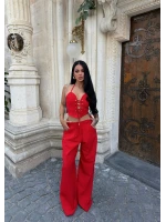 Kırmızı Kuşgözü Dokuma Lace Takım