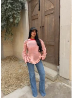 Kırmızı Line Oversize Sweatshirt