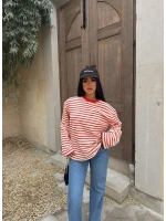 Kırmızı Line Oversize Sweatshirt