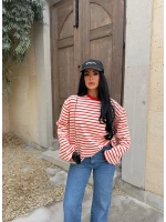 Kırmızı Line Oversize Sweatshirt