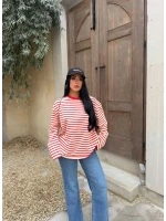 Kırmızı Line Oversize Sweatshirt