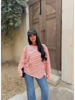 Kırmızı Line Oversize Sweatshirt