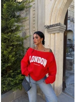 Kırmızı London Kayık Yaka Sweat