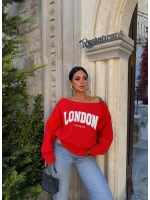 Kırmızı London Kayık Yaka Sweat