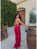 Kırmızı Sırt İpli Yırtmaçlı Tulum