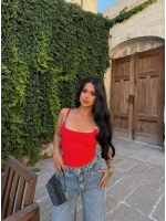 Kırmızı Star Askılı Crop