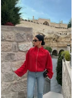 Kırmızı Vera Balon Kollu Bomber Ceket