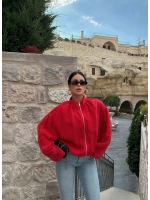 Kırmızı Vera Balon Kollu Bomber Ceket