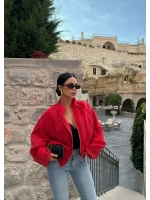 Kırmızı Vera Balon Kollu Bomber Ceket