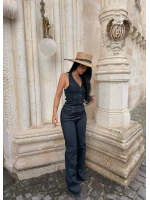 Kontrast Dikişli Denim Tulum