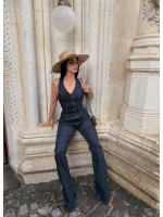 Kontrast Dikişli Denim Tulum