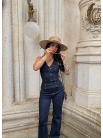 Kontrast Dikişli Denim Tulum