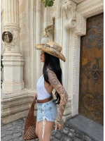 Kuş Gözü Bağcıklı Denim Şort