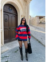 Lacivert Brooklyn Çizgili Sweat