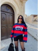 Lacivert Brooklyn Çizgili Sweat
