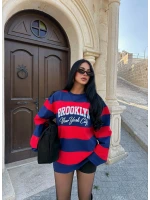 Lacivert Brooklyn Çizgili Sweat