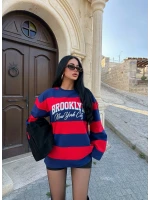 Lacivert Brooklyn Çizgili Sweat