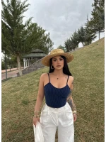 Lacivert İp Askılı Çizgili Büstiyer