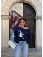 Lacivert S Kayık Yaka Sweat