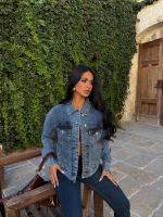 Lacivert Tiger Sırt Nakışlı Denim Ceket