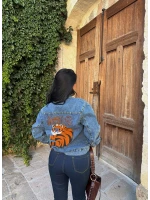 Lacivert Tiger Sırt Nakışlı Denim Ceket