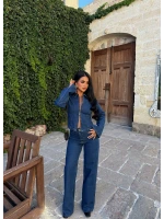 Lara Fermuarlı Denim Takım