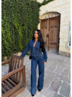 Lara Fermuarlı Denim Takım