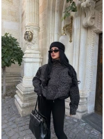 Leopar Oversize Denim Ceket