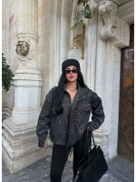 Leopar Oversize Denim Ceket