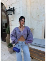 Lila Miora Çift Yönlü Fiyonk Triko