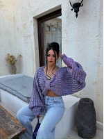 Lila Miora Çift Yönlü Fiyonk Triko