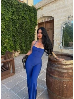 Mavi Sırt İpli Yırtmaçlı Tulum