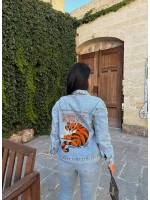 Mavi Tiger Sırt Nakışlı Denim Ceket