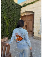 Mavi Tiger Sırt Nakışlı Denim Ceket